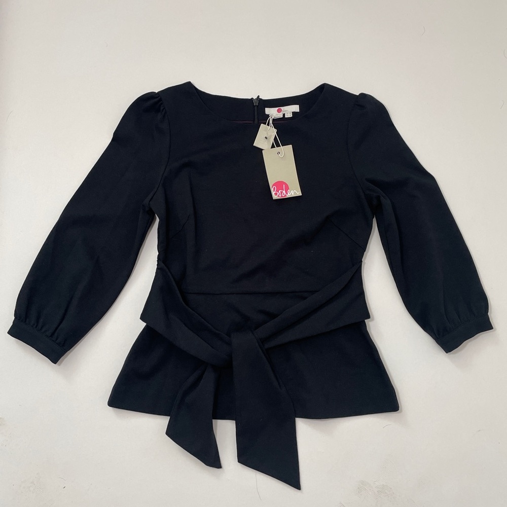 Nwt BODEN Black Wrap Top